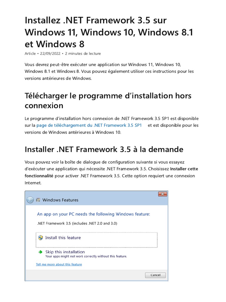 Installer .NET Framework 3.5 sur Windows | PDF | Microsoft Windows ...