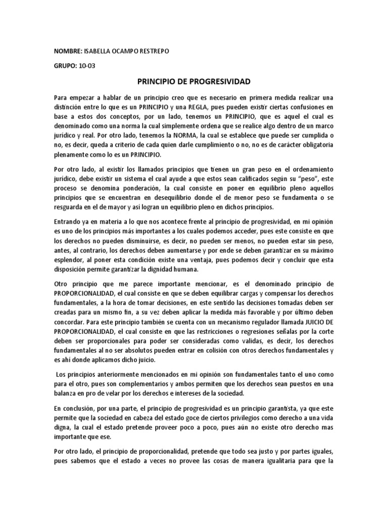 Principios de Progresividad y Proporcionalidad | PDF | Principios ...