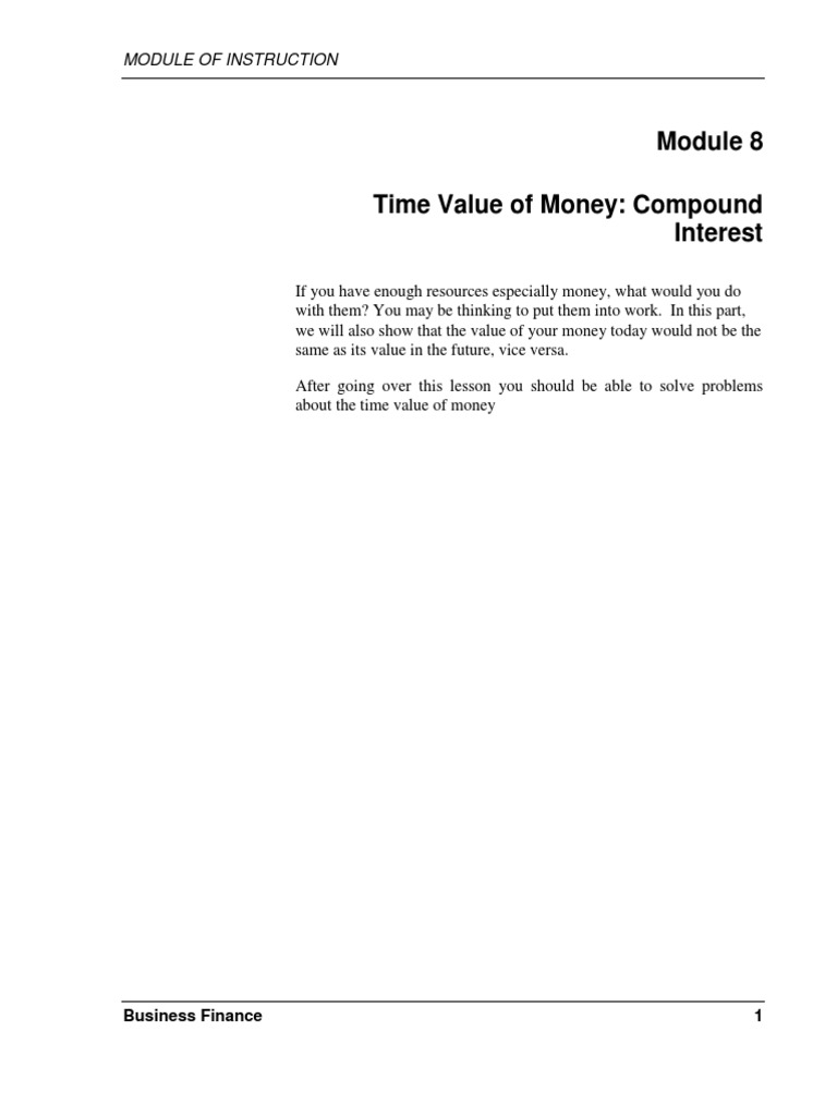 Time Value of Money: Compound Interest Guide | PDF | Interest | Present ...