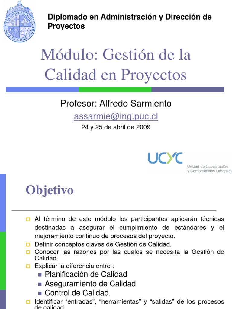 Gestión de Calidad en Proyectos | PDF | Calidad (comercial) | Gestión ...