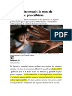 La Violación Sexual y La Trata de Personas No Prescribirán