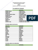 Vocabularios de Alimentos Comunes 2