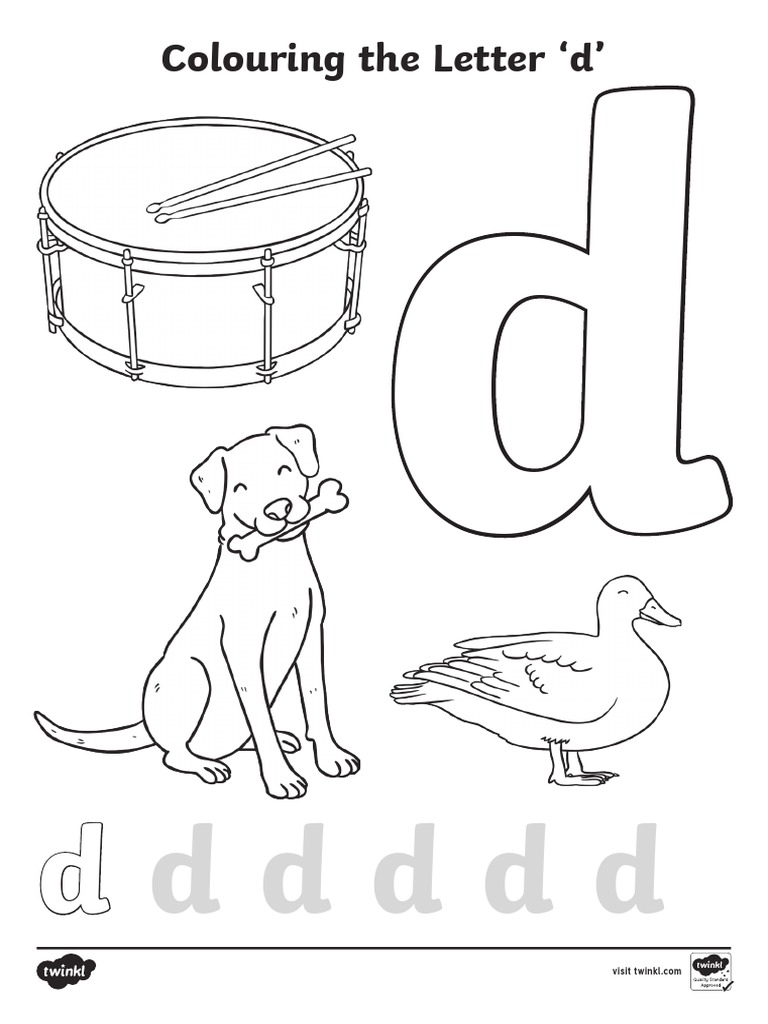 Letter D Colouring Pages | PDF