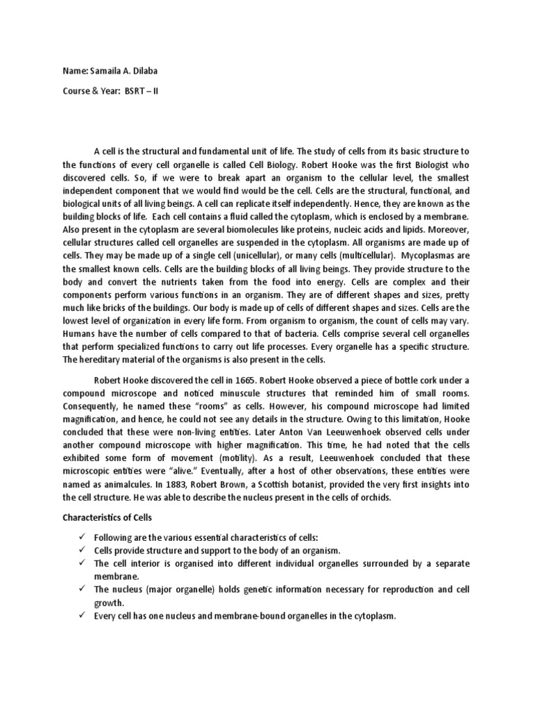 Cell Biology Basics for Students | PDF | Cell (Biology) | Cell Membrane