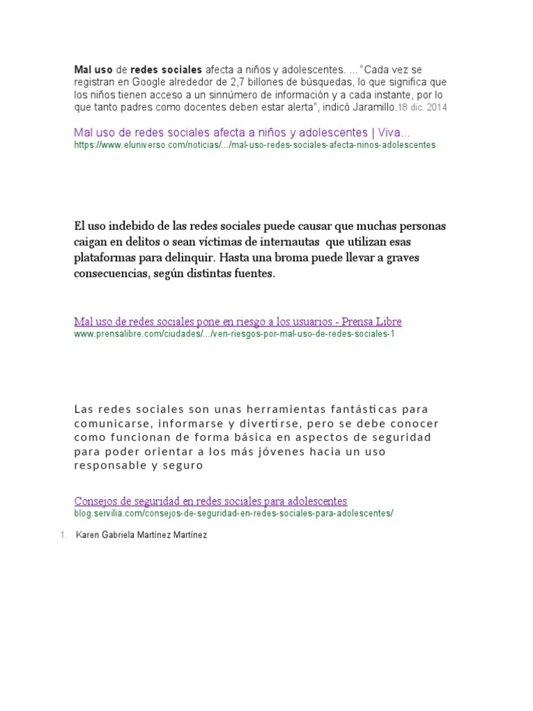 Riesgos del mal uso de redes sociales | PDF