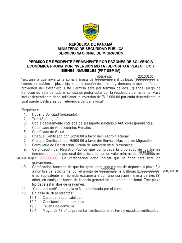 Residencia Por Solvencia Económica - Inversión Mixta (200k) | PDF ...