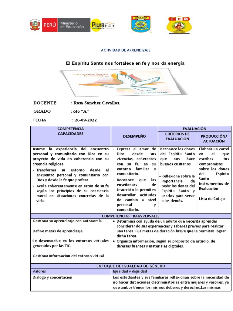El Espiritu Santo Nos Fortalece en Fe y Nos Da Energía | PDF | espíritu ...