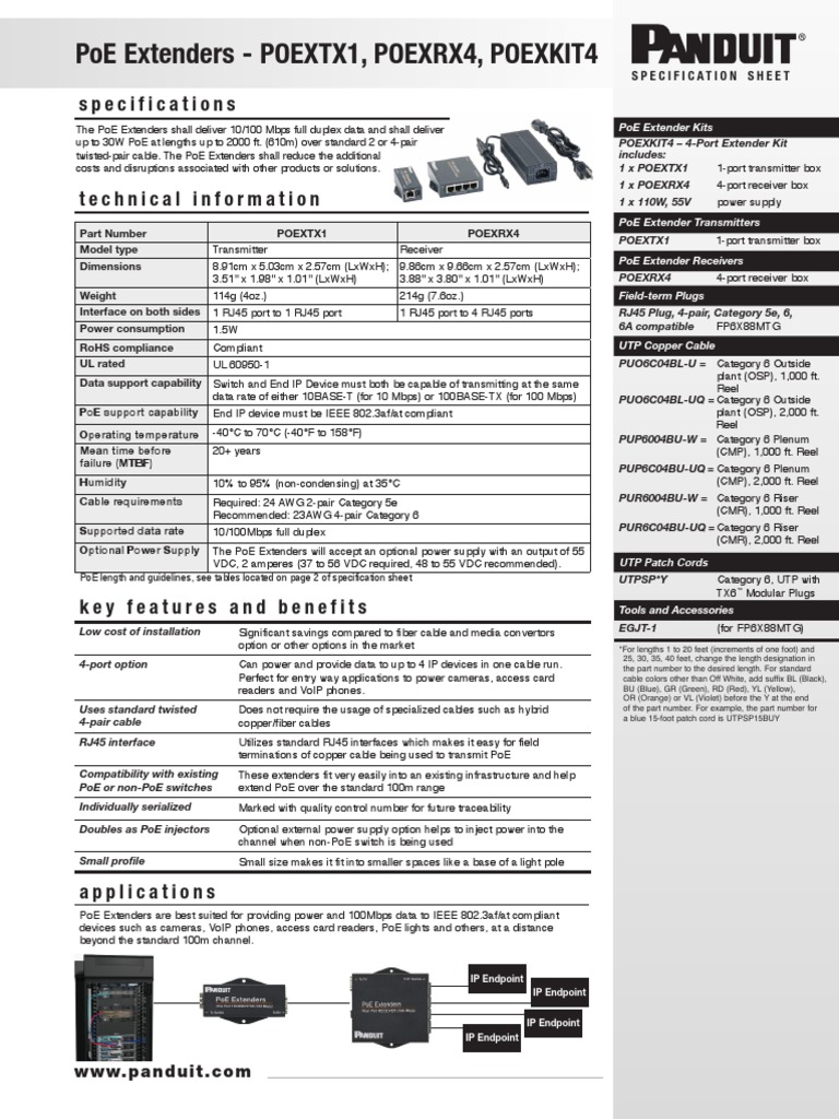PoE Extender - 4-Port-Spec-Sheet | PDF | Electrical Engineering ...