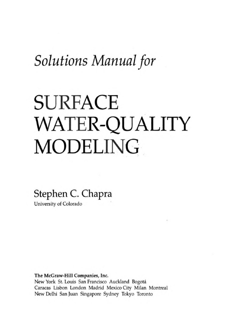Solutions Manual For Surface Water Quality Modeling 9780070113640