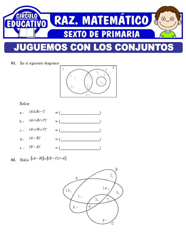Ejercicios de Conjuntos para Sexto Primaria | PDF