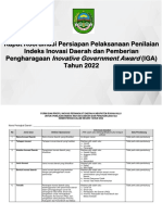 Rapat Koordinasi Persiapan Pelaksanaan Penilaian Indeks Inovasi Daerah Dan Pemberian Pengharagaan Inovative Government Award (IGA) Tahun 2022