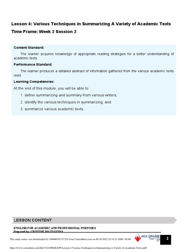 Techniques for Summarizing Academic Texts | PDF | Cognitive Science