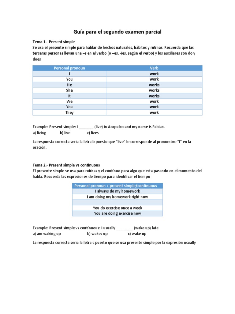 Guía para El Segundo Examen Parcial Intro | PDF | Gramática | Unidades ...