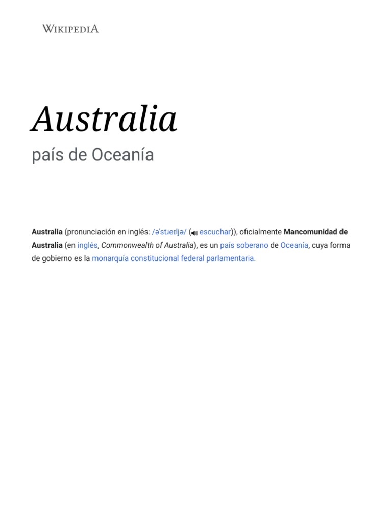 Australia - Wikipedia, La Enciclopedia Libre | PDF | Australia