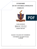 Internship Report On Universal Insurance Company: Zara Rafique