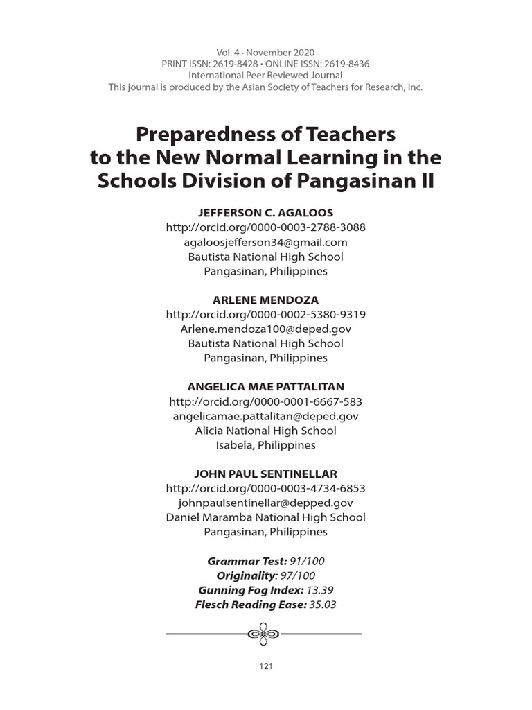 Teacher Preparedness for New Normal Education | PDF | Teachers | Learning