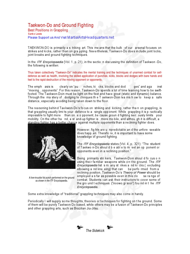 Taekwon-Do Ground Fighting | PDF | Grappling | Taekwondo
