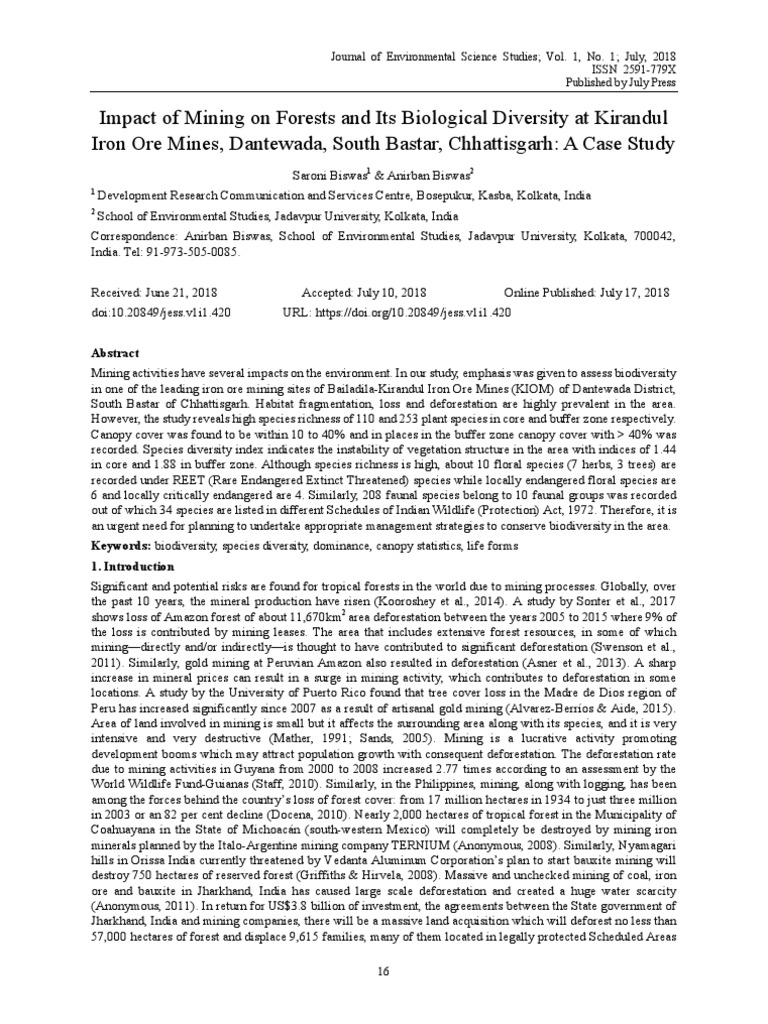 Impact of Mining On Forests and Its Biological Div | PDF ...
