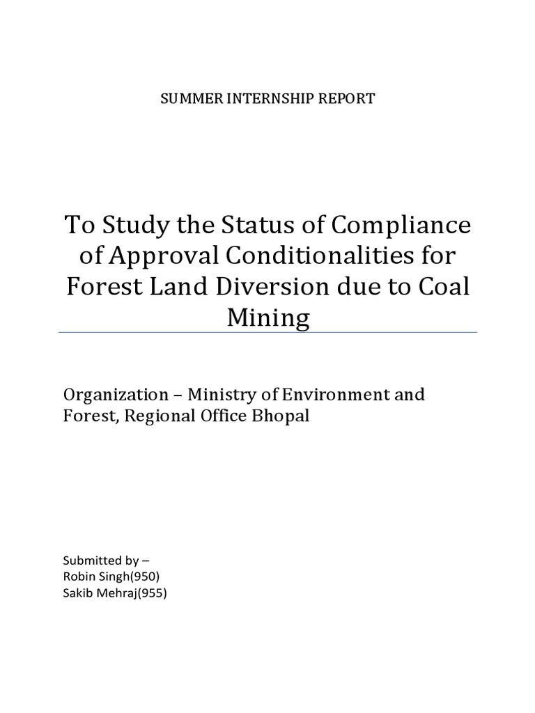 Forest Land Diversion Compliance Report | PDF | Coal Mining | Mining