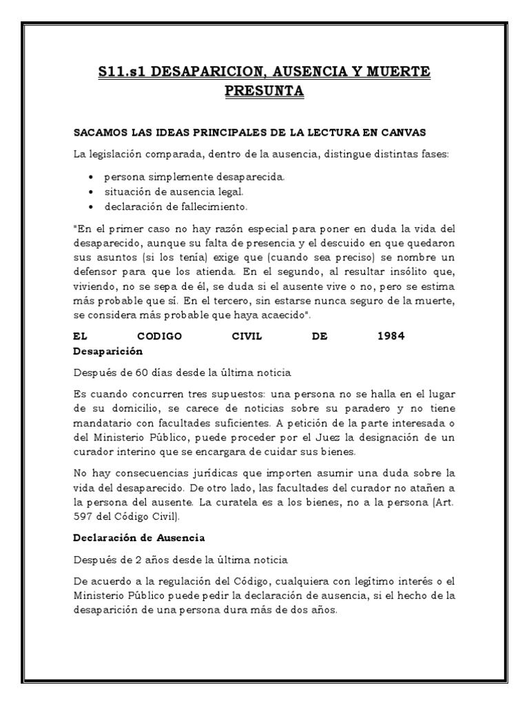 Desaparicion, Ausencia y Muerte Presunta | PDF | Guardián legal | Justicia