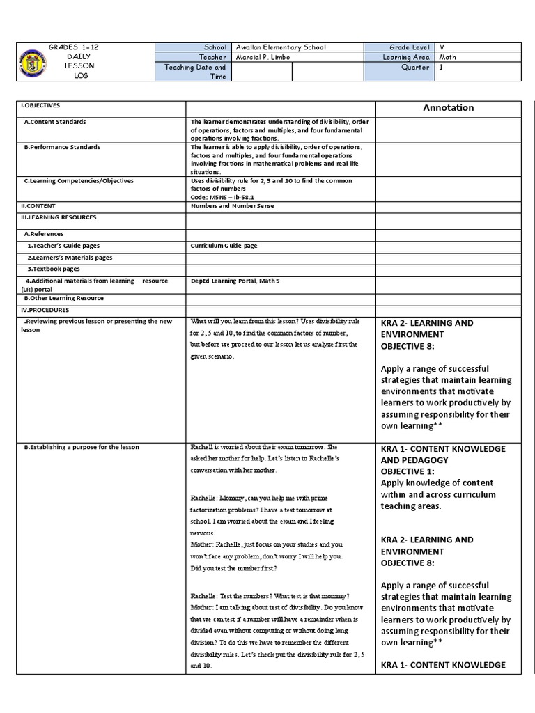 Lesson Plan Divisibility Pdf Learning Teachers