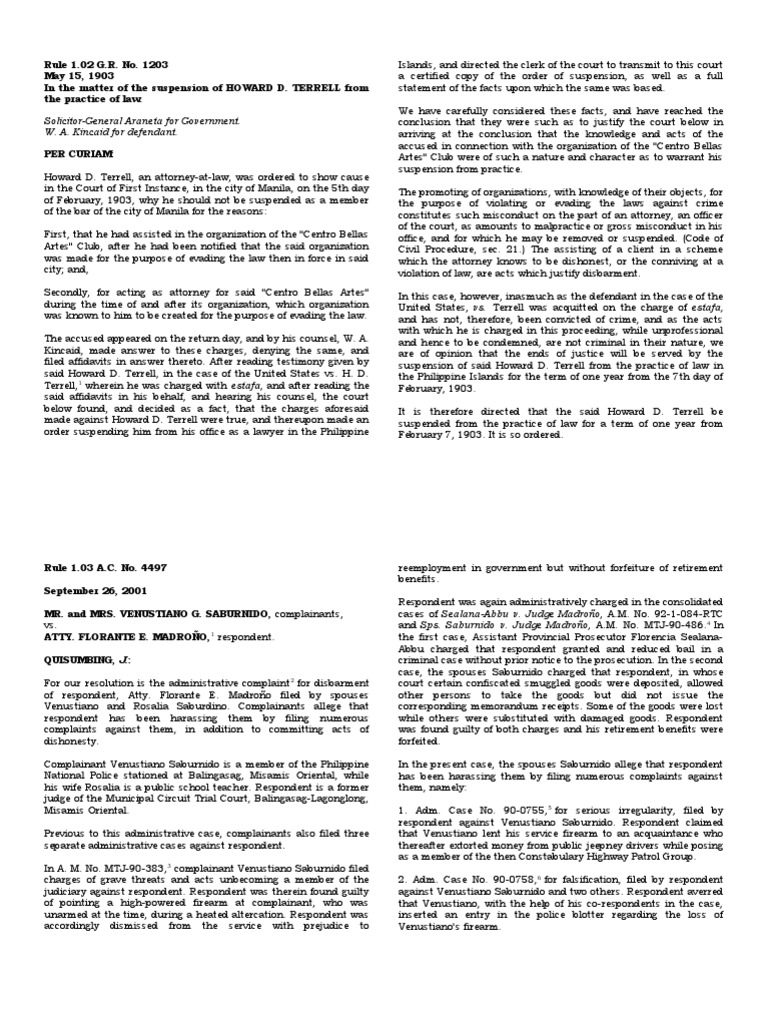 Legal Ethics Cases PDF Lawsuit Cause Of Action