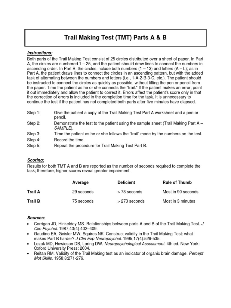 Test Trail Making Atencion | PDF | Evaluation Methods | Data Collection