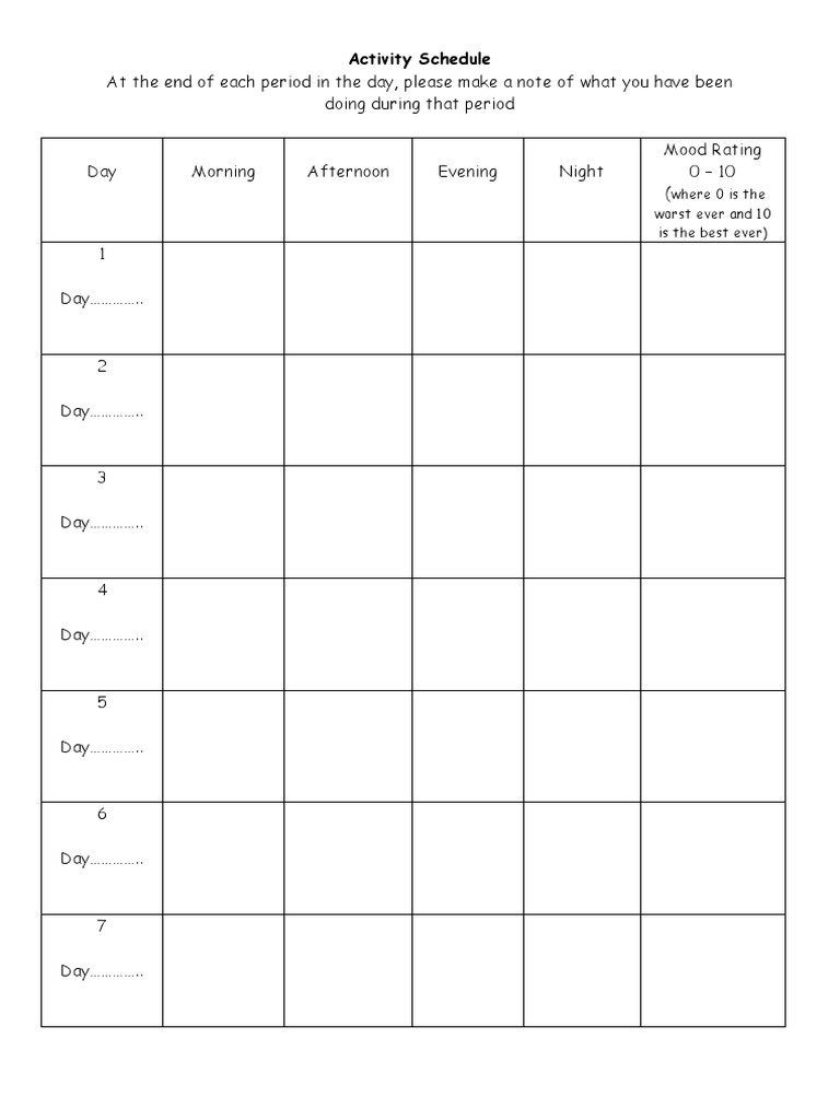 Simplified Mood Diary PDF