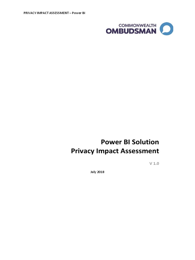Power BI PRIVACY IMPACT ASSESSMENT V1.0 Redacted PDF Privacy Databases
