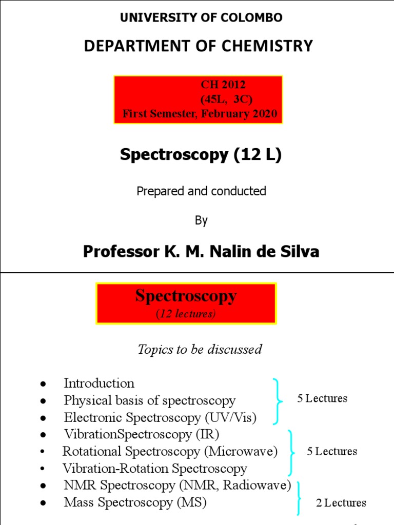 Spectroscopy Lecture Note 1 PDF Spectroscopy Energy Level