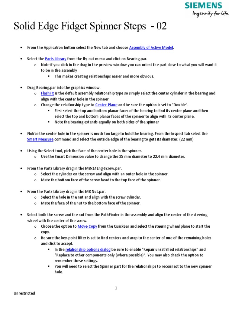SolidEdgeFidgetSpinnerSteps02 PDF Computing Software