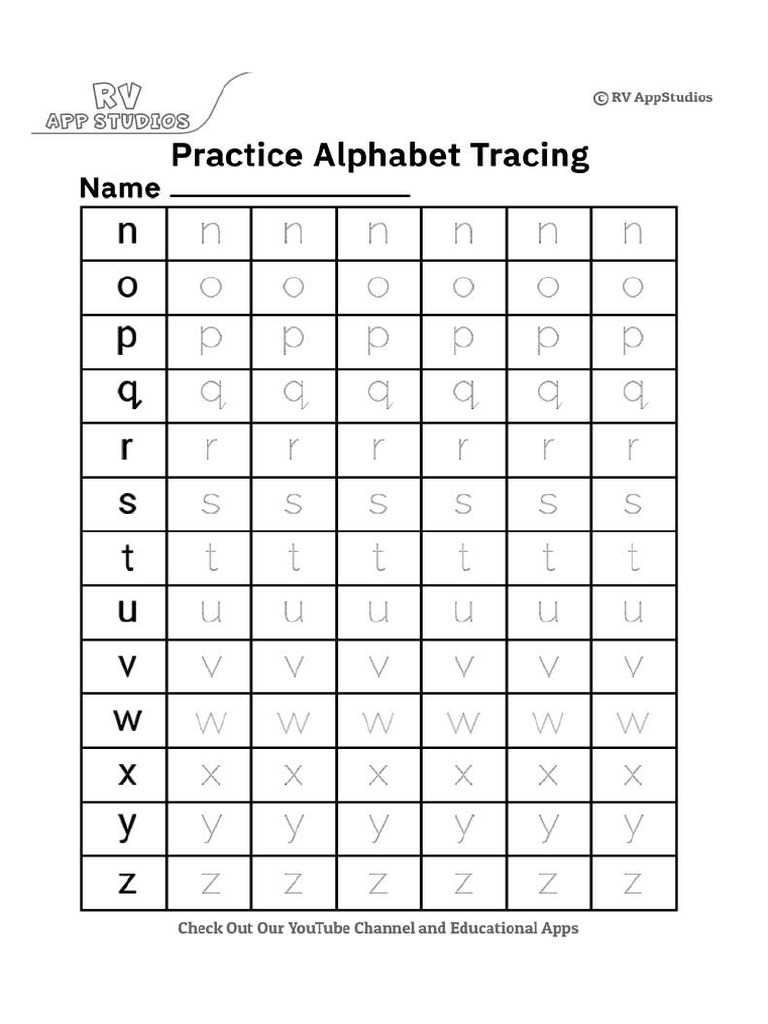 Worksheets For Kids Practice Alphabet Tracing Small Letters | PDF