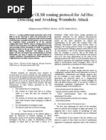 Securing The OLSR Routing Protocol For Ad Hoc Detecting and Avoiding Wormhole Attack