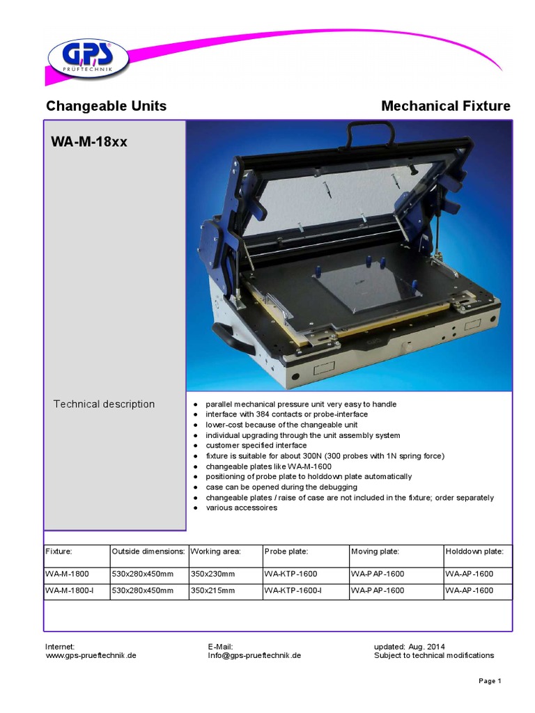 Changeable Units Mechanical Fixture WA-M-18xx | Download Free PDF ...