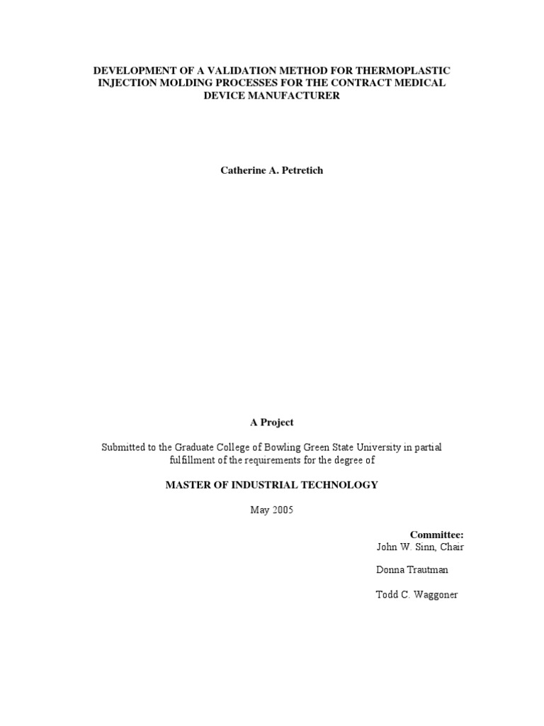 Medical Device Injection Molding Validation | PDF | Verification And ...