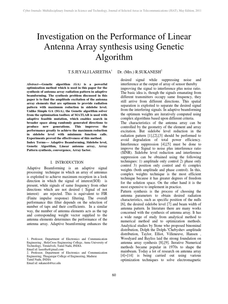 Antenna Array Synthesis Using GA | PDF | Genetic Algorithm | Antenna ...