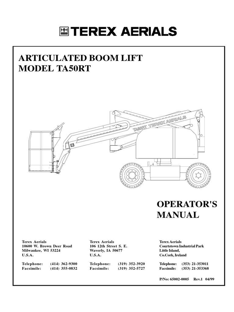 Articulated Boom Lift Model Ta50Rt | PDF | Switch | Screw
