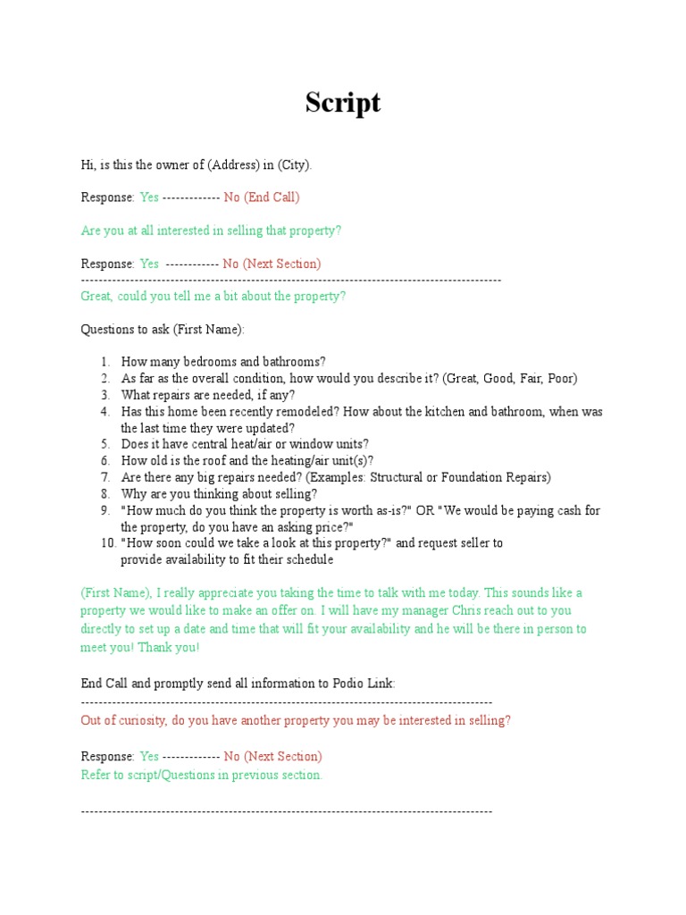 Cold Calling Script | PDF