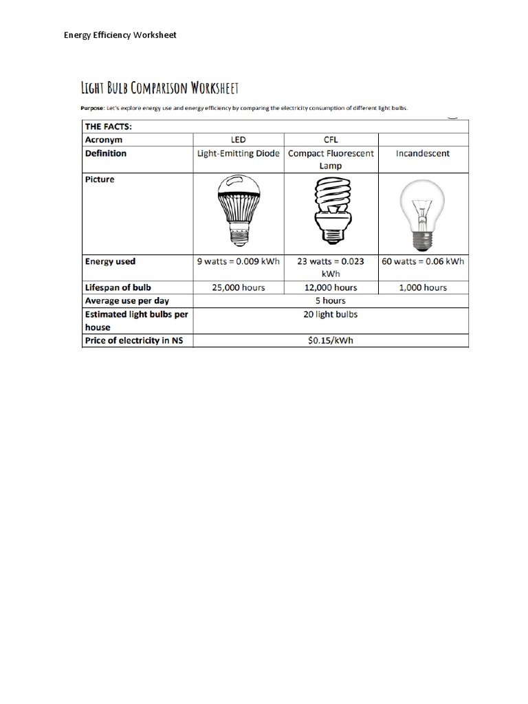 Energy Efficiency Worksheet RRS PDF