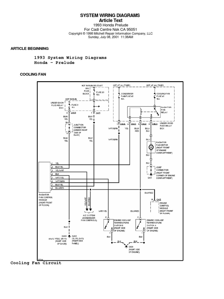 Manuel De Schémas électriques Pour Honda Stream (RN) 2001 - Occasion, Pour Réparation Et Dépannage