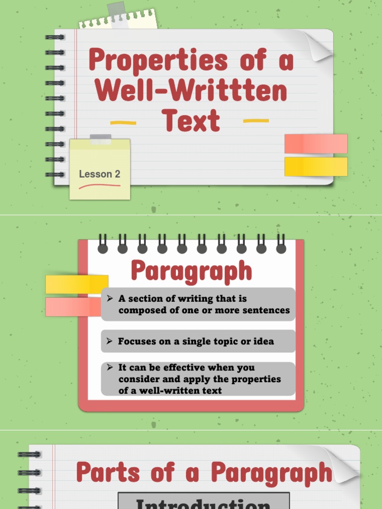 MODULE 2 READING and WRITING Properties of A Well Written Text PDF
