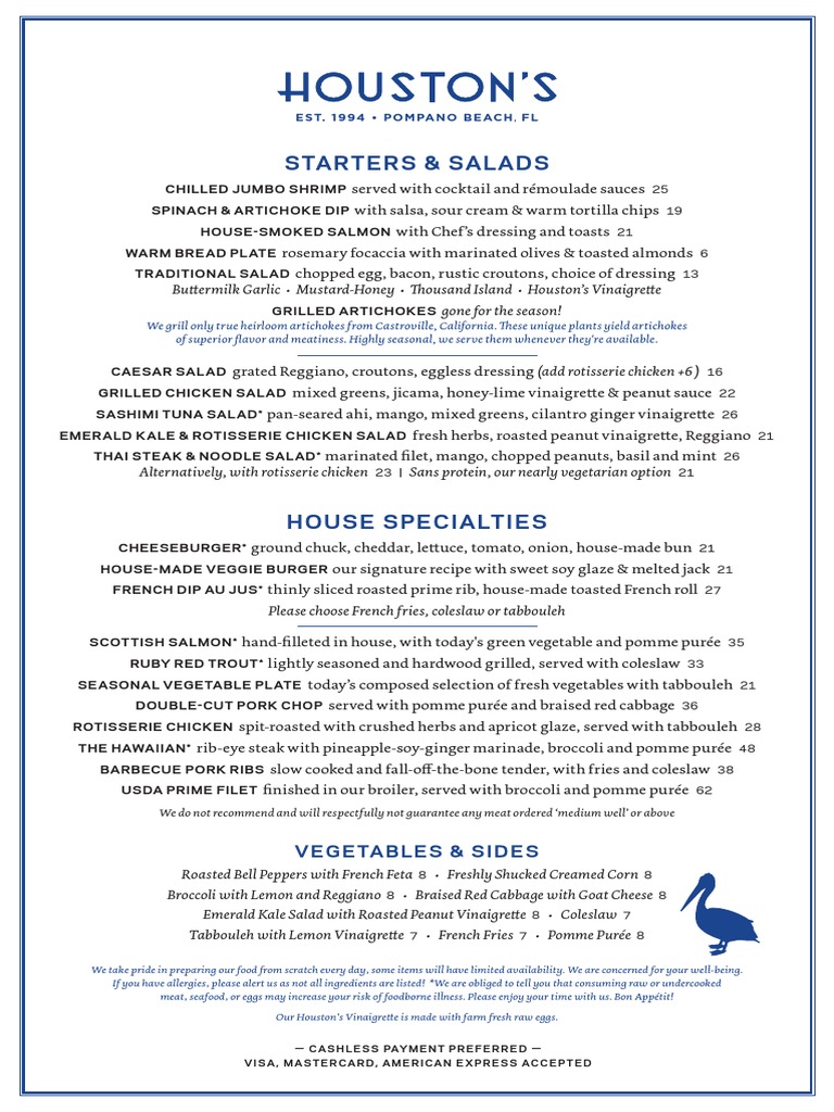 Houstons pompano beach dinner pdf