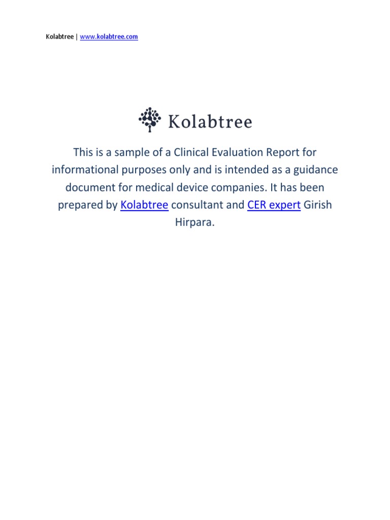 Clinical Evaluation Report Template | PDF | Clinical Trial | Pub Med