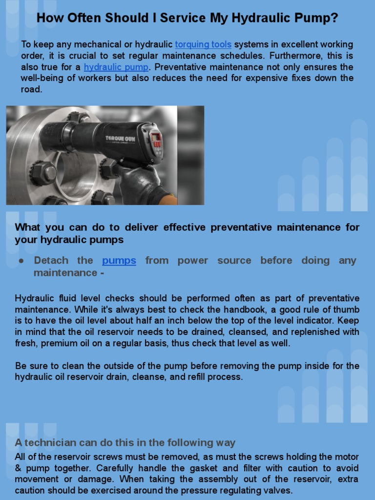 Hydraulic Pump Maintenance Schedule | PDF | Pump | Manufactured Goods