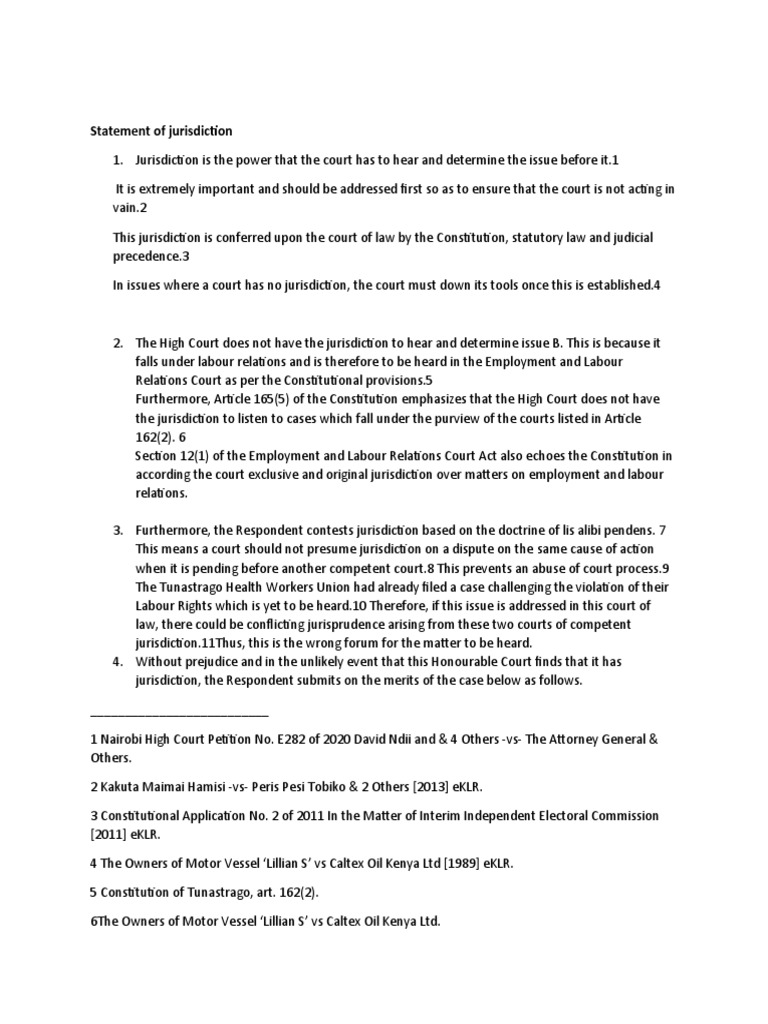 SAMPLE Statement of Jurisdiction PDF Jurisdiction Separation Of