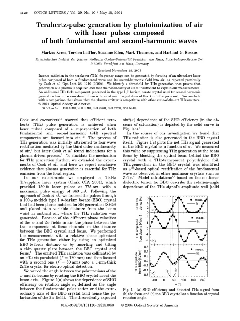 2004 Optics Letters Kress Et Al. TerahertzPulse Generation by