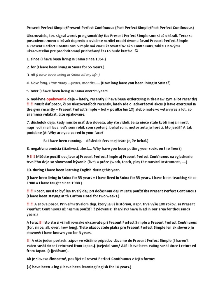 Present Perfect Simple Vs Present Perfect Continuous | PDF