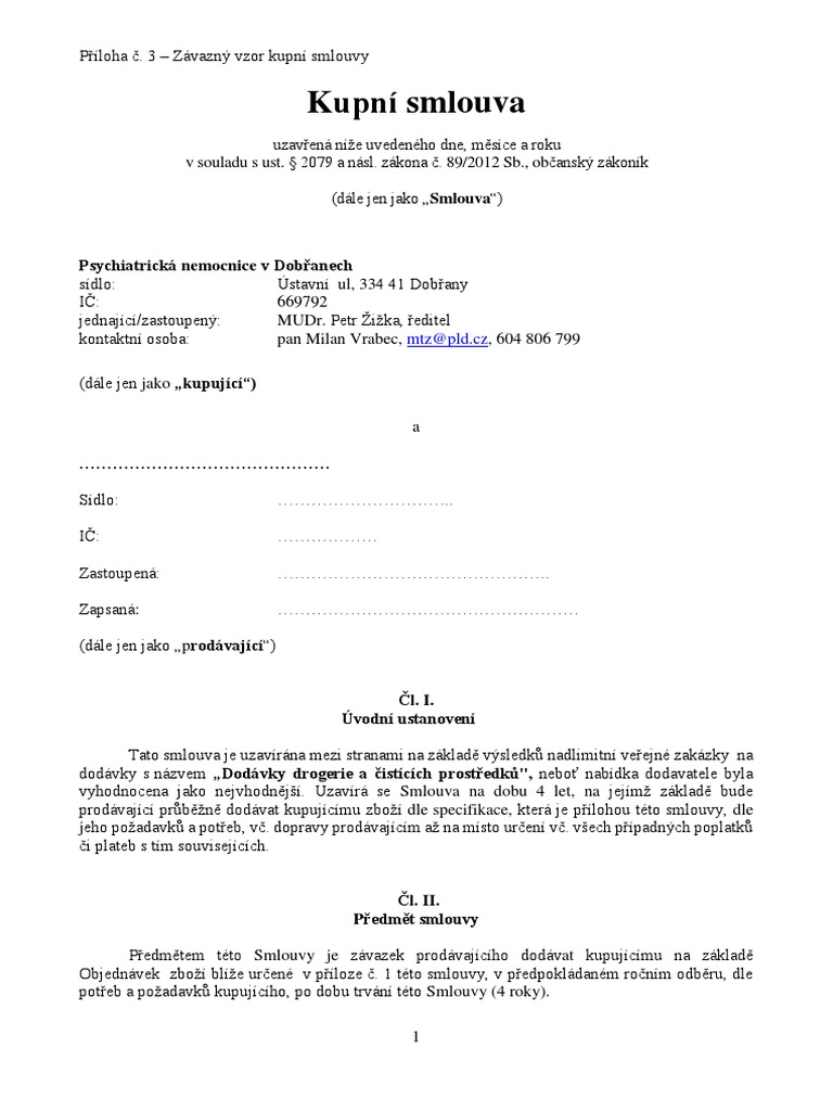 Priloha C. 3 - Zavazny Vzor Kupni Smlouvy | PDF