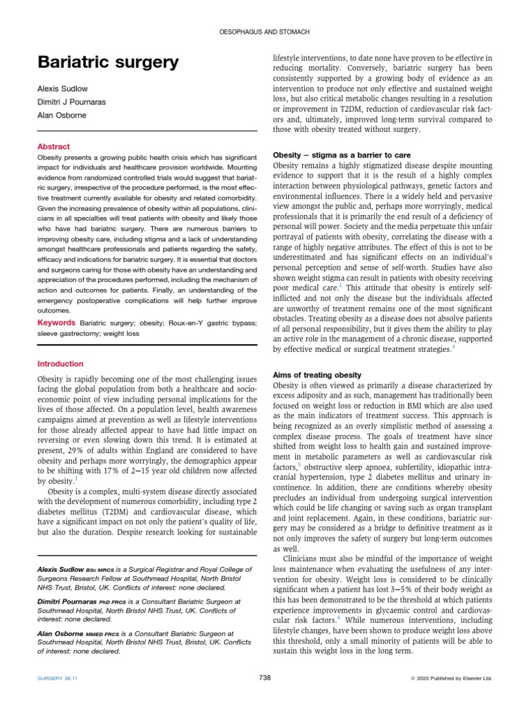 Bariatric Surgery Oxford | PDF | Bariatric Surgery | Obesity