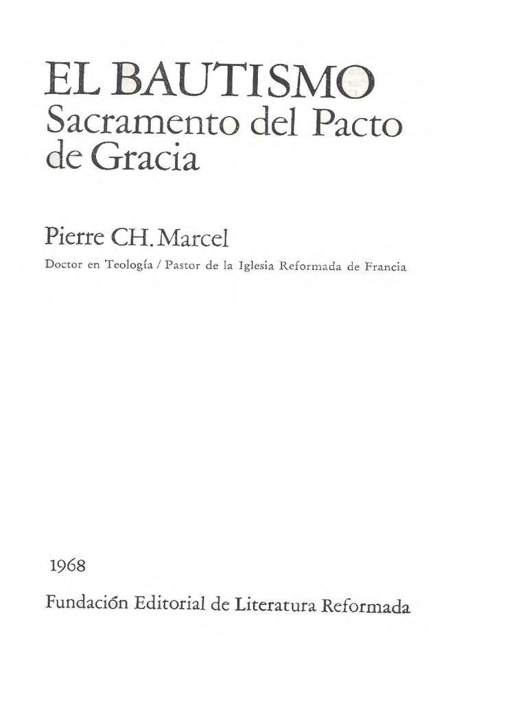 Bautismo, Sacramento Del Pacto de Gracia Pierre Ch. Marcel | PDF